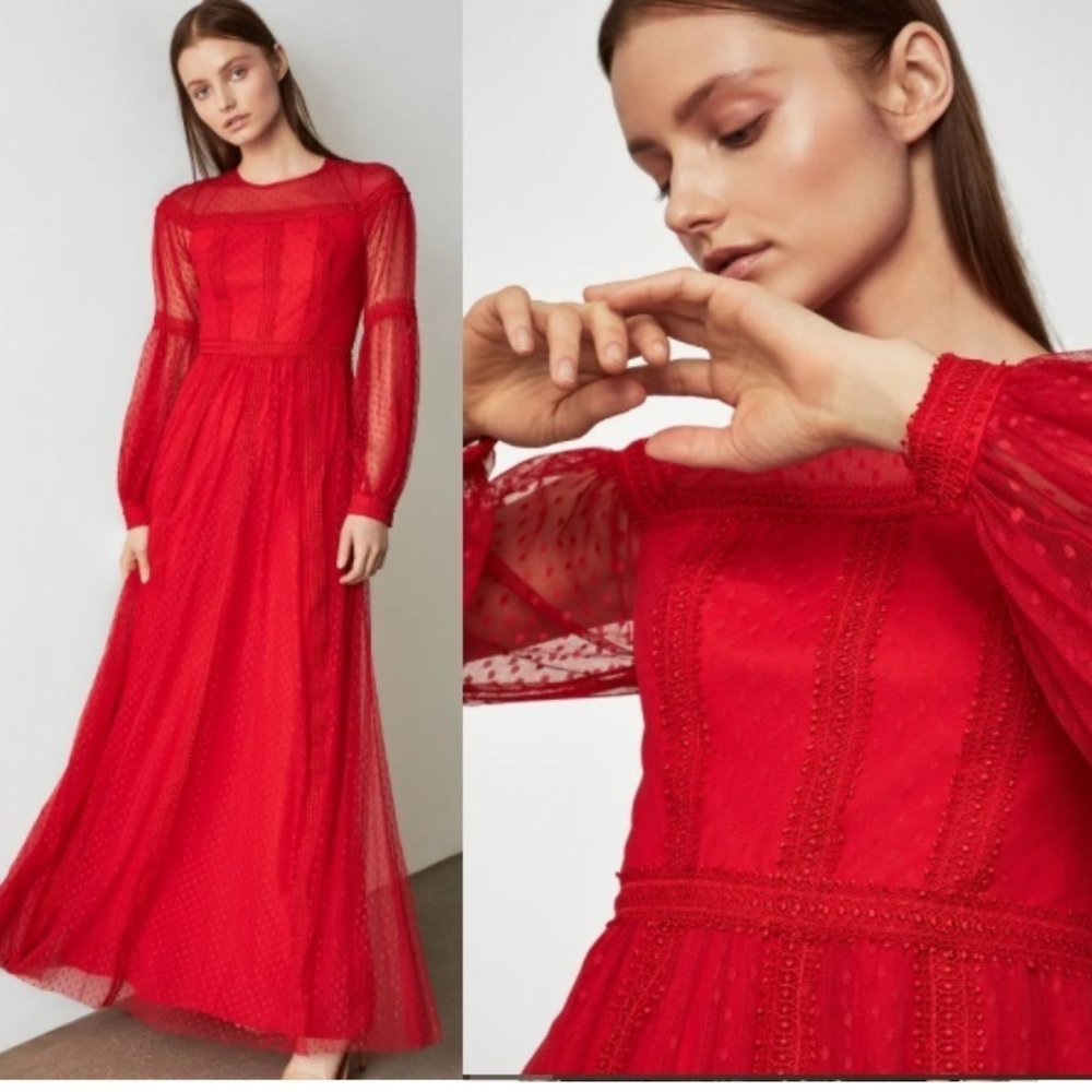 NWT BCBG MAXAZRIA Dotted Lace Blouson Gown Dress